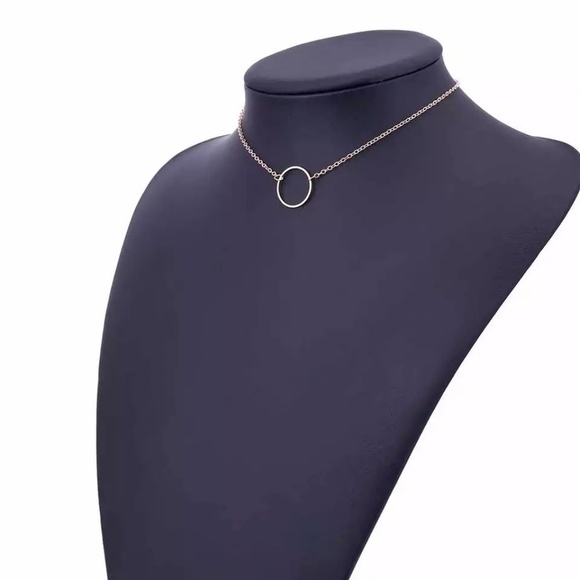 Dainty Minimalist Ring Choker Necklace Silver Sexy! Casual or Party Ready! - Picture 4 of 4